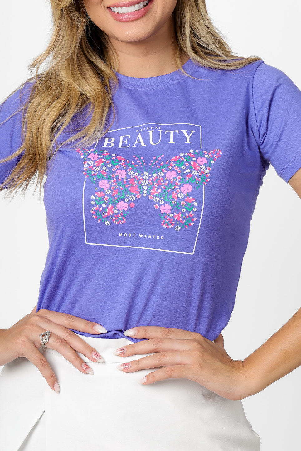 58457 - T-Shirt Natural Beauty Butterfly Flowers