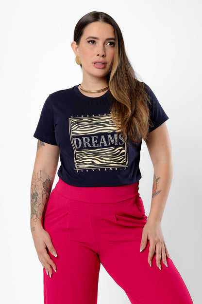 58951 - T-Shirt Dreams With Zebra Strass