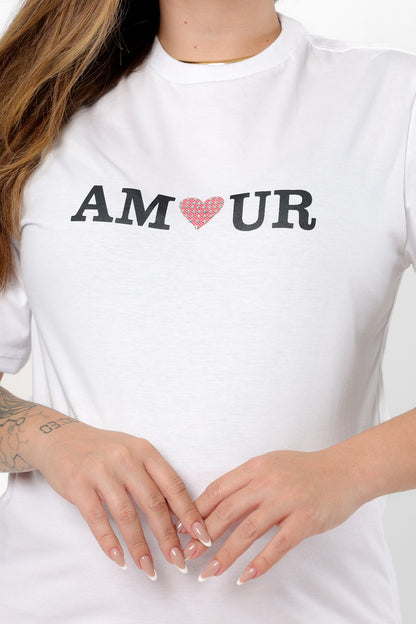 58953 - T-Shirt Amour Application In Strass