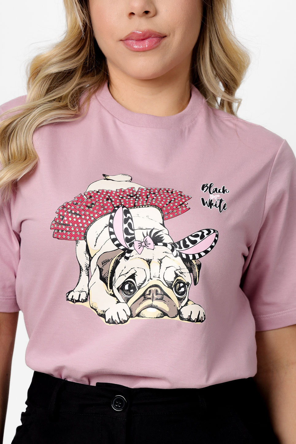 58633 - T-Shirt Pug skirt with rhinestones