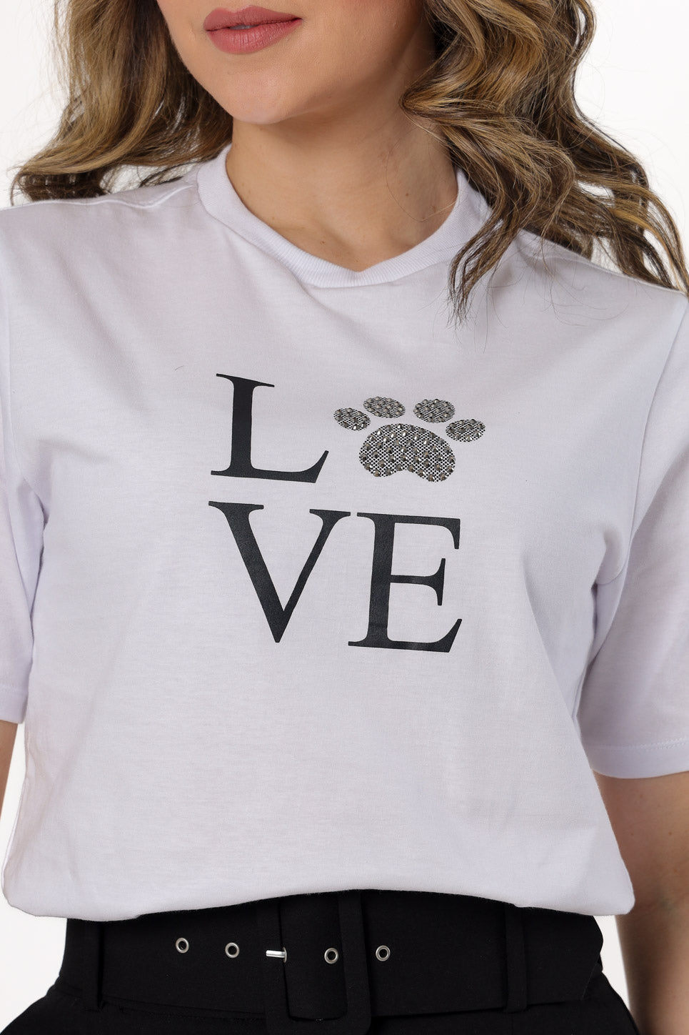 58783 - T-Shirt Love Paw Print Strass