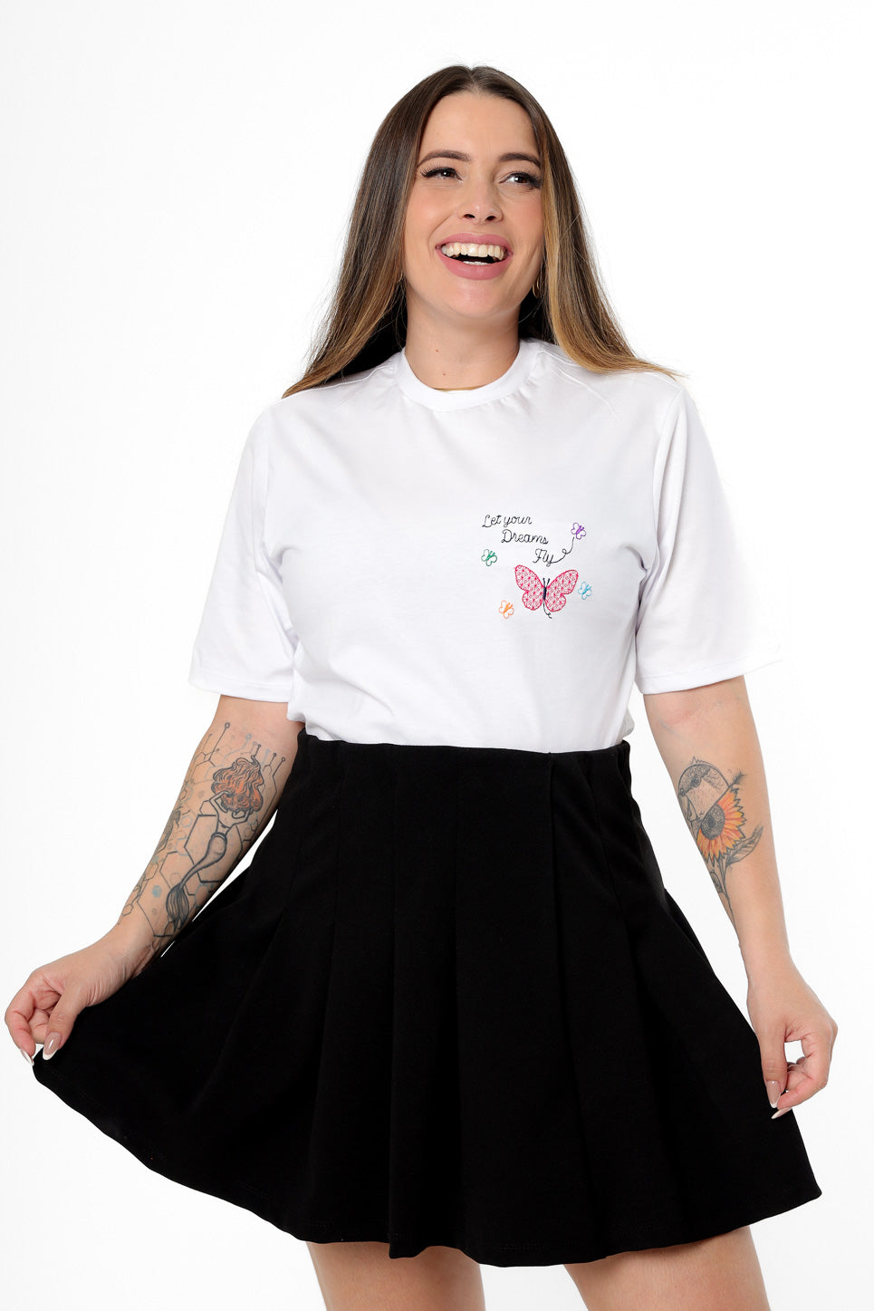 58981 - T-Shirt Let Your Dreams Fly Butterfly Embroidery