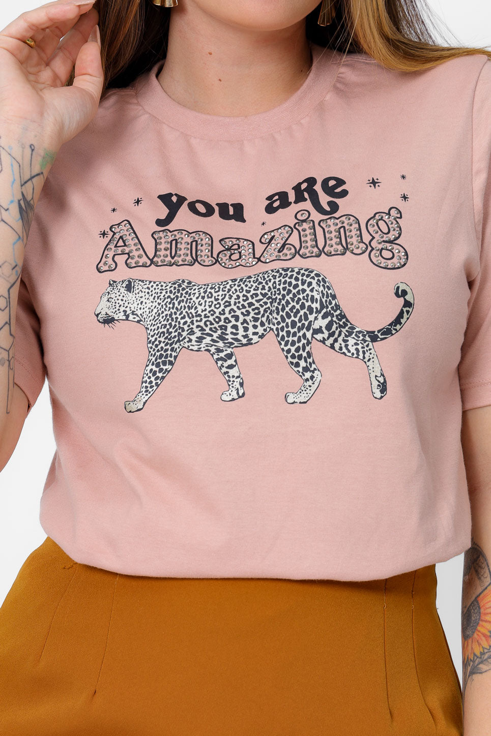 55649 - T-Shirt You Are Amazing Leopard Rhinestone