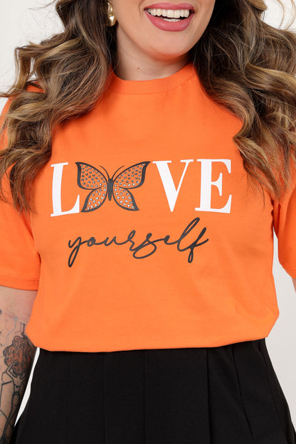 58371 - T-Shirt Love Yourself Butterfly Rhinestone