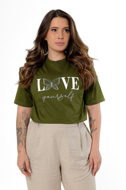 58995 - T-Shirt Love Yourself Butterfly Stras